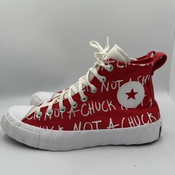 CONVERSE MEN'S RED/WHITE NOT A CHUCK 90'S THEME HIGH TOP CASUAL SNEAKERS - Picture 2 of 7